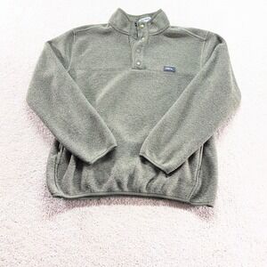 Eddie Bauer Fleece Pullover Mens Medium Olive‎ Green Sweater Knit Quarter Snap